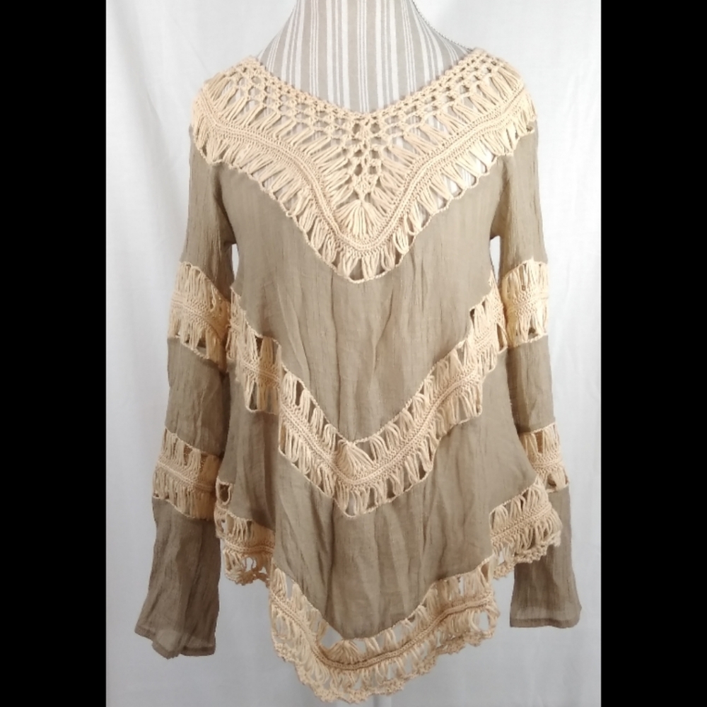 Umgee Small Boho Crocheted Top Size Small